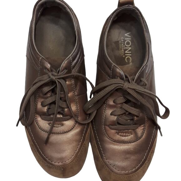 Vionic Womens Sz 6  Brown Suede Orthaheel Technololgy Grunge Low Top Sneakers - Picture 4 of 11
